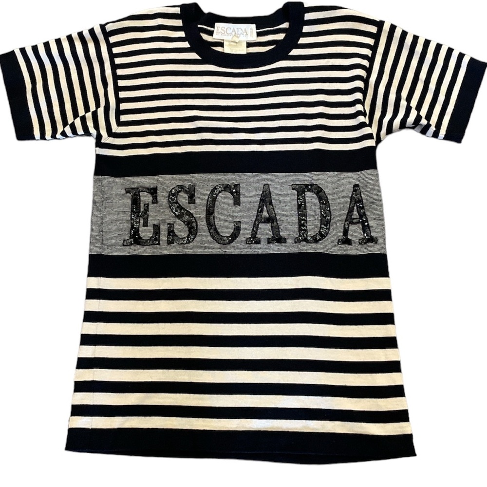 Escada vintage black & cream wool sequin tunic/dress